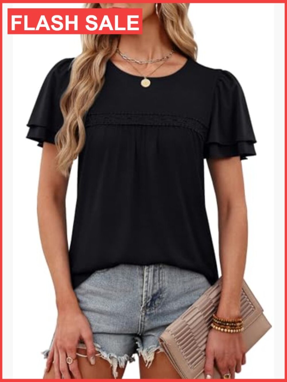 Dressy Casual Peplum Babydoll Top Ruffle Short Sleeve Blouse Tunic - Picture 3 of 7